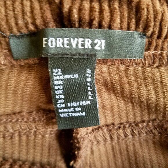 Forever 21 Corduroy Flare Jeans Women’s Large 34x31.5 Brown Stretch Pants - Picture 3 of 4